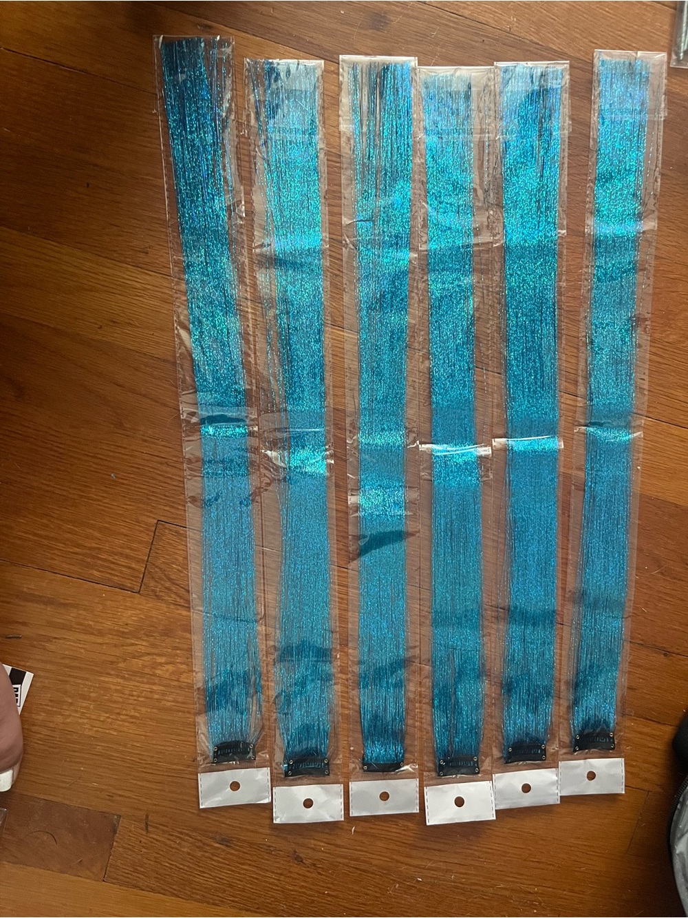 Blue sparkling hair clips (qty-6)